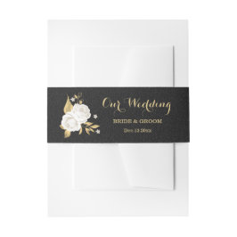 Schwarze Hochzeit in Weißgold Einladungsbanderole