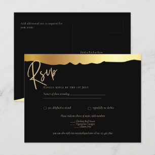 Schwarze Hochzeit mit Goldfolie Schrift Elegantes Postkarte