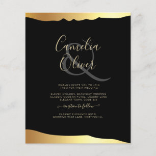 Schwarze Hochzeit mit Goldfolie-Schriftzug Elegant Flyer
