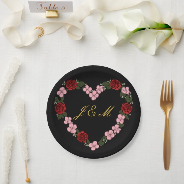schwarze Hochzeit rosa und schwarz Pappteller (Hochzeit)