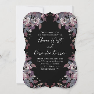 Schwarze Hochzeits-Einladungen mit düsterem floral Einladung