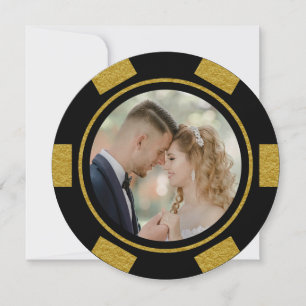 Schwarze Hochzeits-Pokerchip-Elopement-Party Einladung