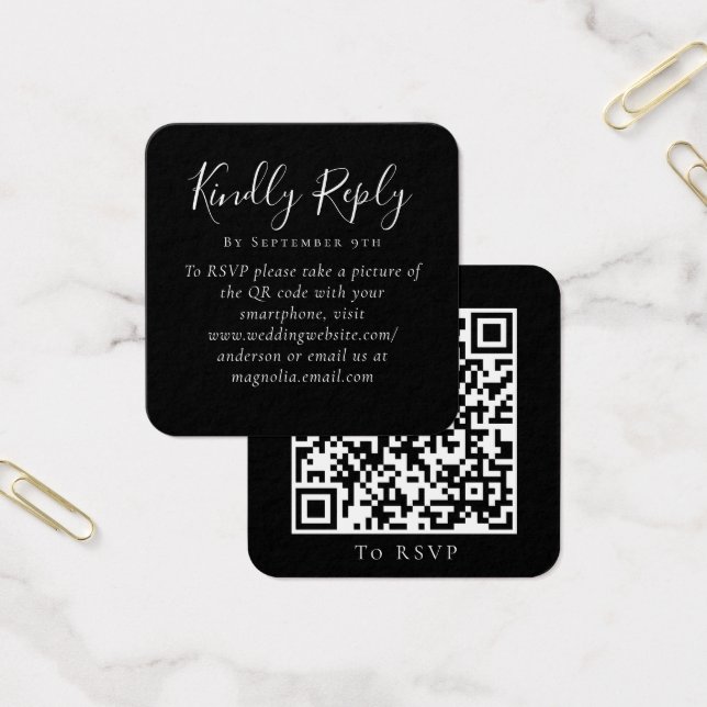 Schwarze Hochzeits-Website QR-Code RSVP (Büro)