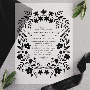 Schwarze Hochzeitseinladungen mit volkstümlichem B