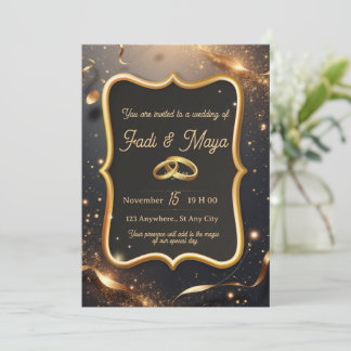 Schwarze Hochzeitseinladungskarte Einladung