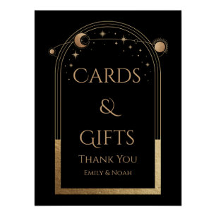 Schwarze Hochzeitskarten & Geschenke mit goldenem  Poster