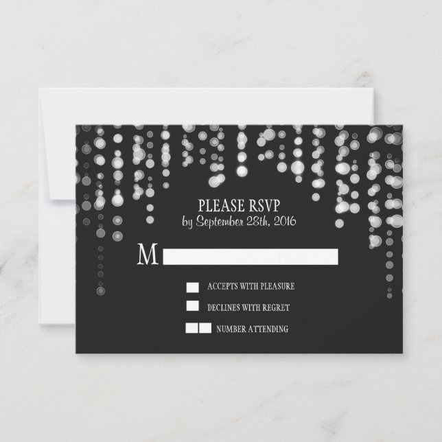 Schwarze Hochzeitskarten RSVP Karte (Vorderseite)