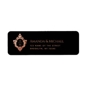 Schwarze Hochzeitsmonogramm-Eleganz im Vintage-Wap