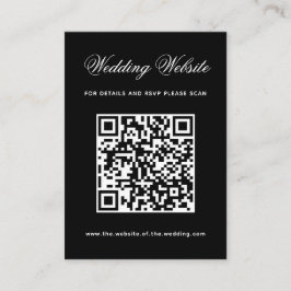 Schwarze Hochzeitswebsite-QR-Code-Einfache Kalligr Begleitkarte