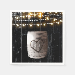 Schwarze Holz-Lichterketten & Fass-Rustikal-Hochze Serviette