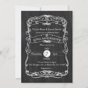Schwarze Holz- und weiße Vintage-HOCHZEITSEINLADUN Einladung