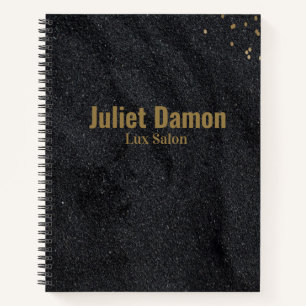 Schwarze Holzkohle Goldpunkte Notizbuch