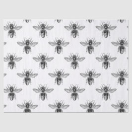 Schwarze Honigbienen auf weißem Decoupage Seidenpapier