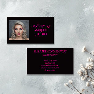 Schwarze Hot Pink Foto-Make-up Visitenkarte