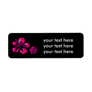 Schwarze & Hot-Pink-Hibiskus-Blumen-Adressetikette