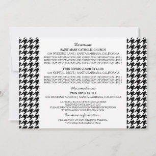 Schwarze Houndstooth-Infokarte Einladung
