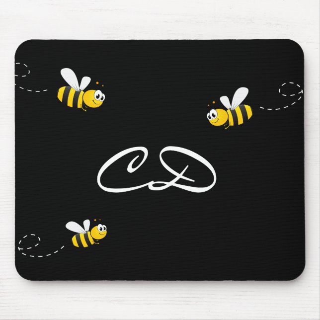 Schwarze Hummeln Sommerspass Spaß Monogramm Mousepad (Vorne)