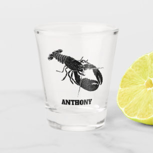Schwarze Hummer-Illustration Personalisiert Schnapsglas