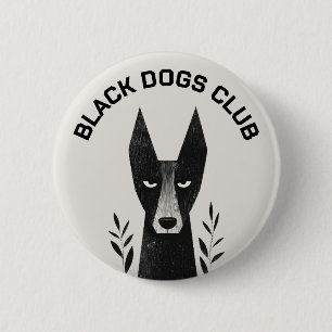Schwarze-Hund-Illustration Button