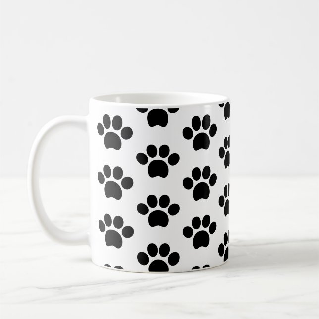 Schwarze Hundekuh niedlich auf Weiß Kaffeetasse (Links)