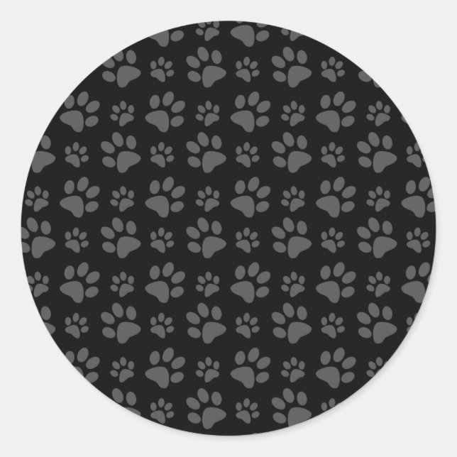 Schwarze Hundepapiermuster Runder Aufkleber (Vorderseite)