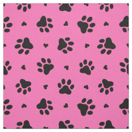 Schwarze Hundepapiermuster und Herz-Muster Stoff