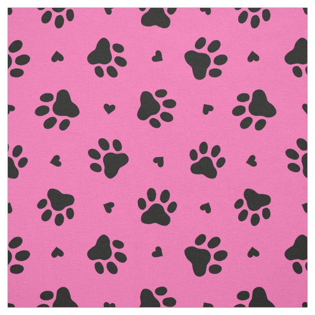 Schwarze Hundepapiermuster und Herz-Muster Stoff (Muster)