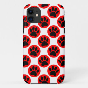 Schwarze Hundepaws in roten Polka-Punkten Case-Mate iPhone Hülle