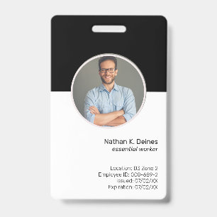 Schwarze ID Mitarbeiter-Foto-ID Unternehmenssich Ausweis