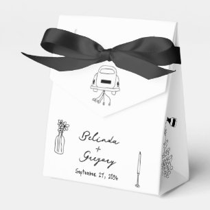 Schwarze Illustrationen mit handgezogenen Doodles- Geschenkschachtel