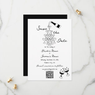 Schwarze Illustrationen mit handgezogenen Doodles- Save The Date