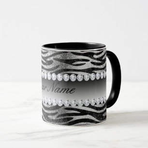 Schwarze Imitat-Foliezebra-Streifen auf Silber Tasse