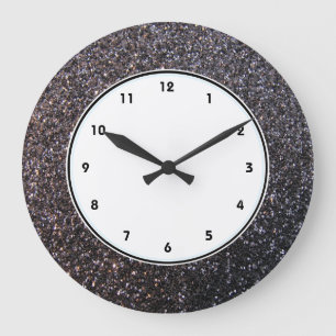 Schwarze Imitat-Glittergraphik Große Wanduhr