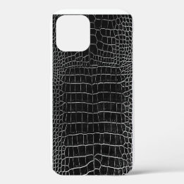 Schwarze Imitat Krokodile Leder iPhone 12 Hülle