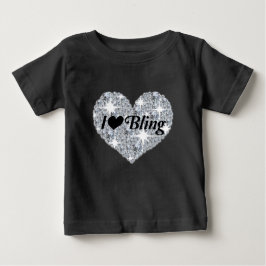 Schwarze Imitate Diamantenherz "I Liebe Bling" Des Baby T-shirt