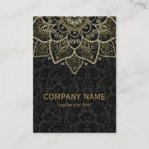 Schwarze Imitate Glitzer und Gold Floral Mandala 2 Visitenkarte
