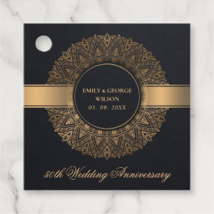 SCHWARZE IMITATE GOLD MANDALA JEDES JAHR 50. JAHRE GESCHENKANHÄNGER