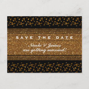 Schwarze Imitate Gold Save the Date Postkarte