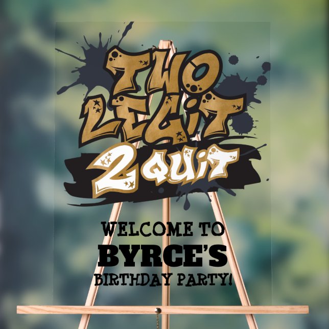 Schwarze Imitate Gold Zwei Legit 2 Beenden Willkom Acrylschild (Neutral)