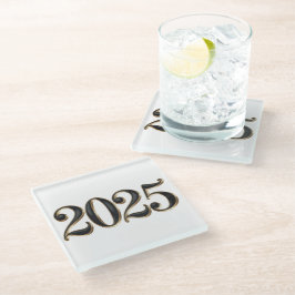 Schwarze Imitate Goldfolie 2025 Jahr Glas Unterset Glasuntersetzer