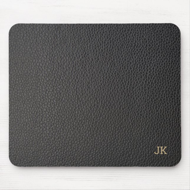 Schwarze Imitate Leather Textur Mousepad (Vorne)