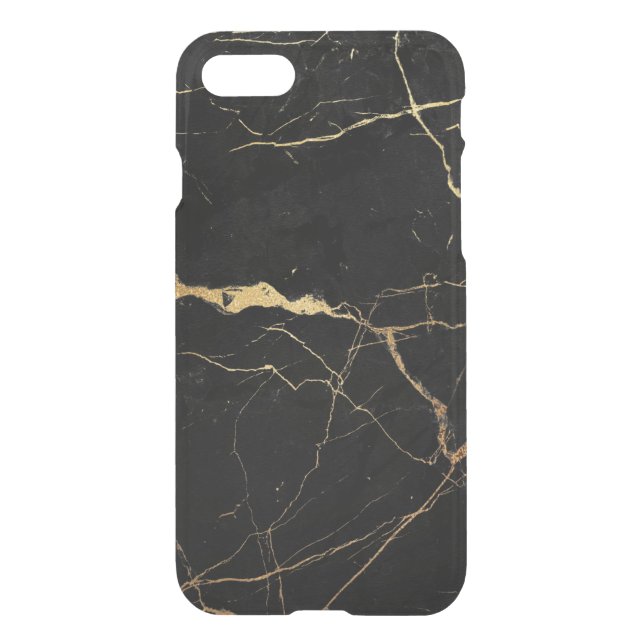 Schwarze Imitate Marmor goldene Adern Uncommon iPhone Hülle (Rückseite)
