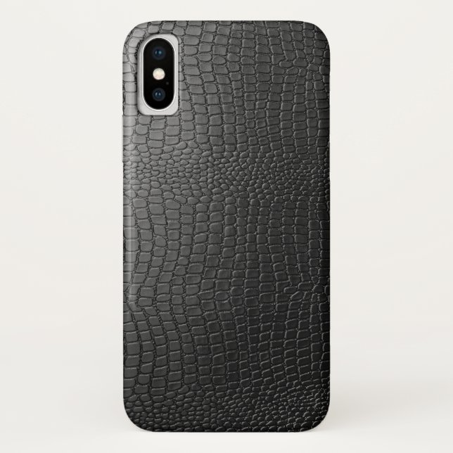 Schwarze Imitate Snakeskin Leder Muster Case-Mate iPhone Hülle (Rückseite)
