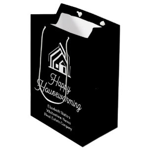 Schwarze Immobilienfirma im Chic-Look, maßgeschnei Mittlere Geschenktüte