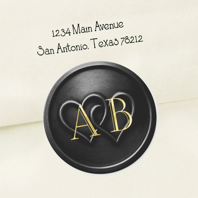 Schwarze ineinander verschlungene Zwei-Herzen-Mono Runder Aufkleber (Von Creator hochgeladen)