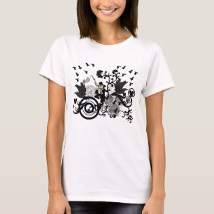 Schwarze irische Wirbel und Kobolde T-Shirt