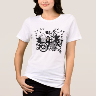Schwarze irische Wirbel und Kobolde Tri-Blend Shirt