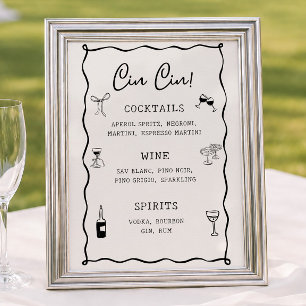 Schwarze italienische Hochzeitsdusche Cin Cin Bar Poster