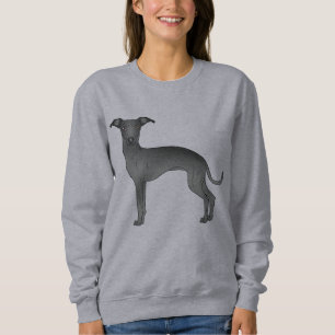 Schwarze italienische Windhund-Hunde-Cartoon-Illus Sweatshirt