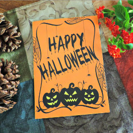 Schwarze Jack O' Lanterns & Spinnen Halloween-Kart Feiertagskarte
